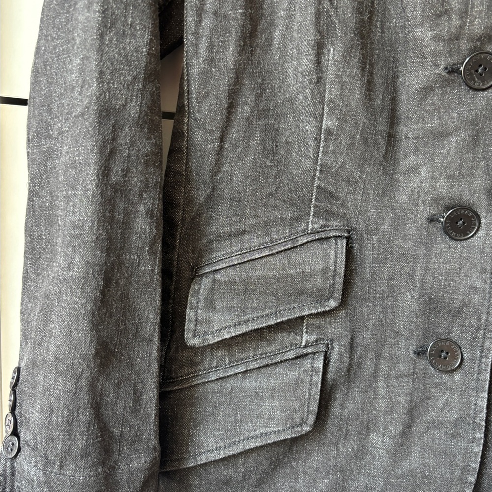 Vintage Lauren Jeans Co. Women's Charcoal Denim Blazer - Picture 2 of 11